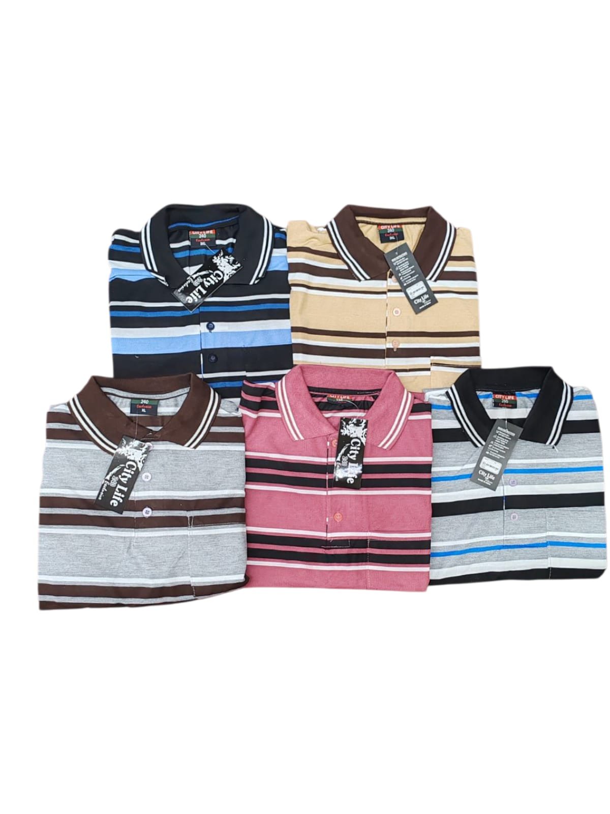 Mens Stripe Design Polo Shirt (NC)