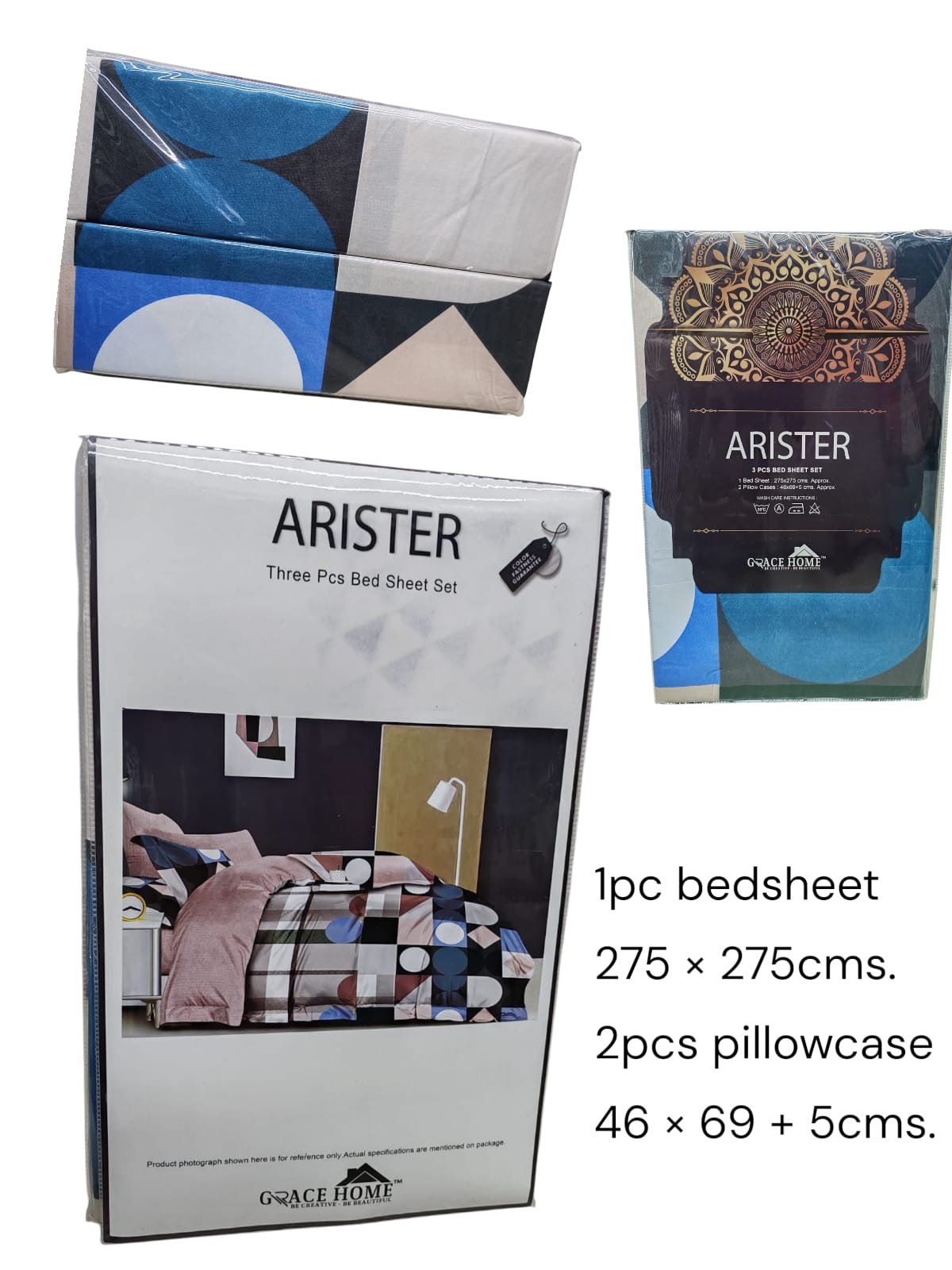 12 sets Arister Three Pcs. Bed Sheet Set 275 x 275 cm. ( NC) 