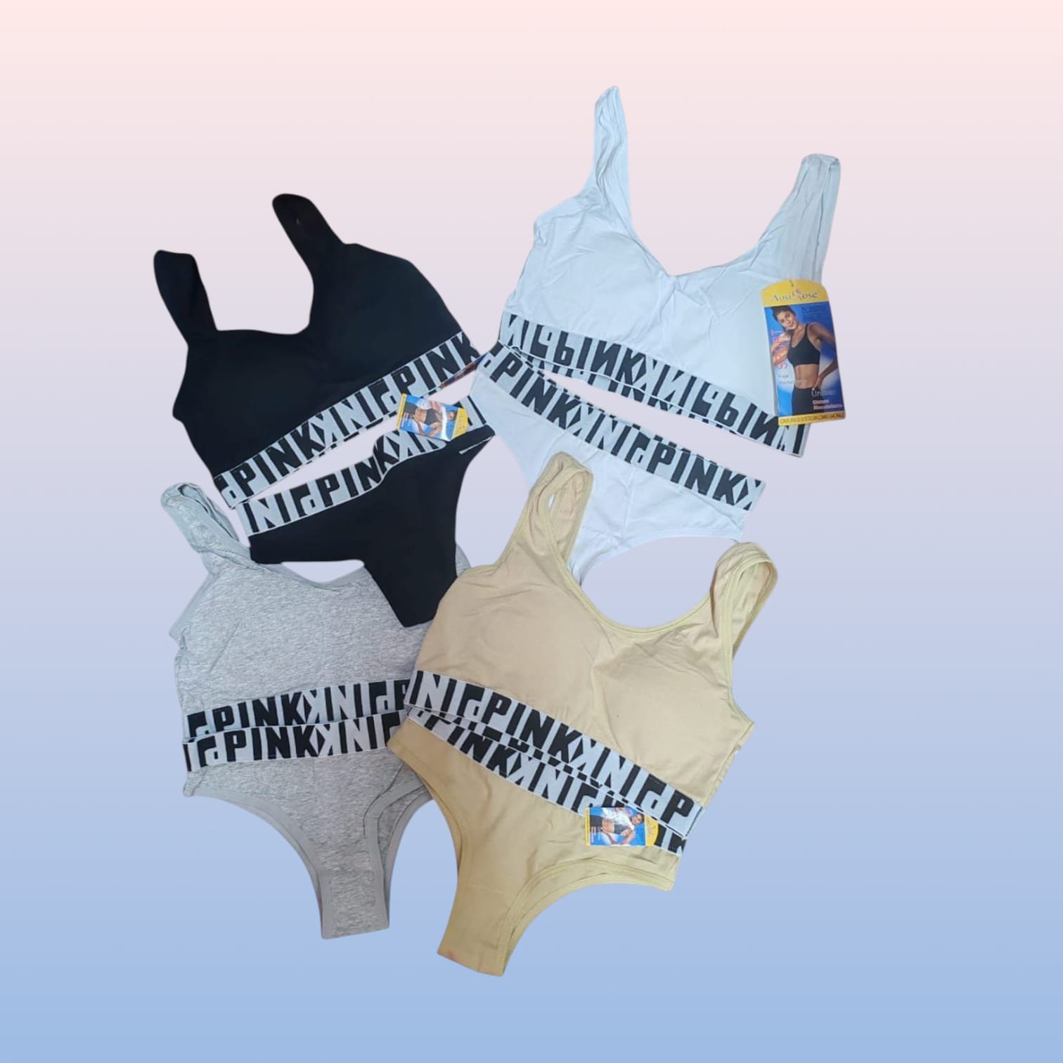 Letter Print Waistband Women's Bra and Panty Set