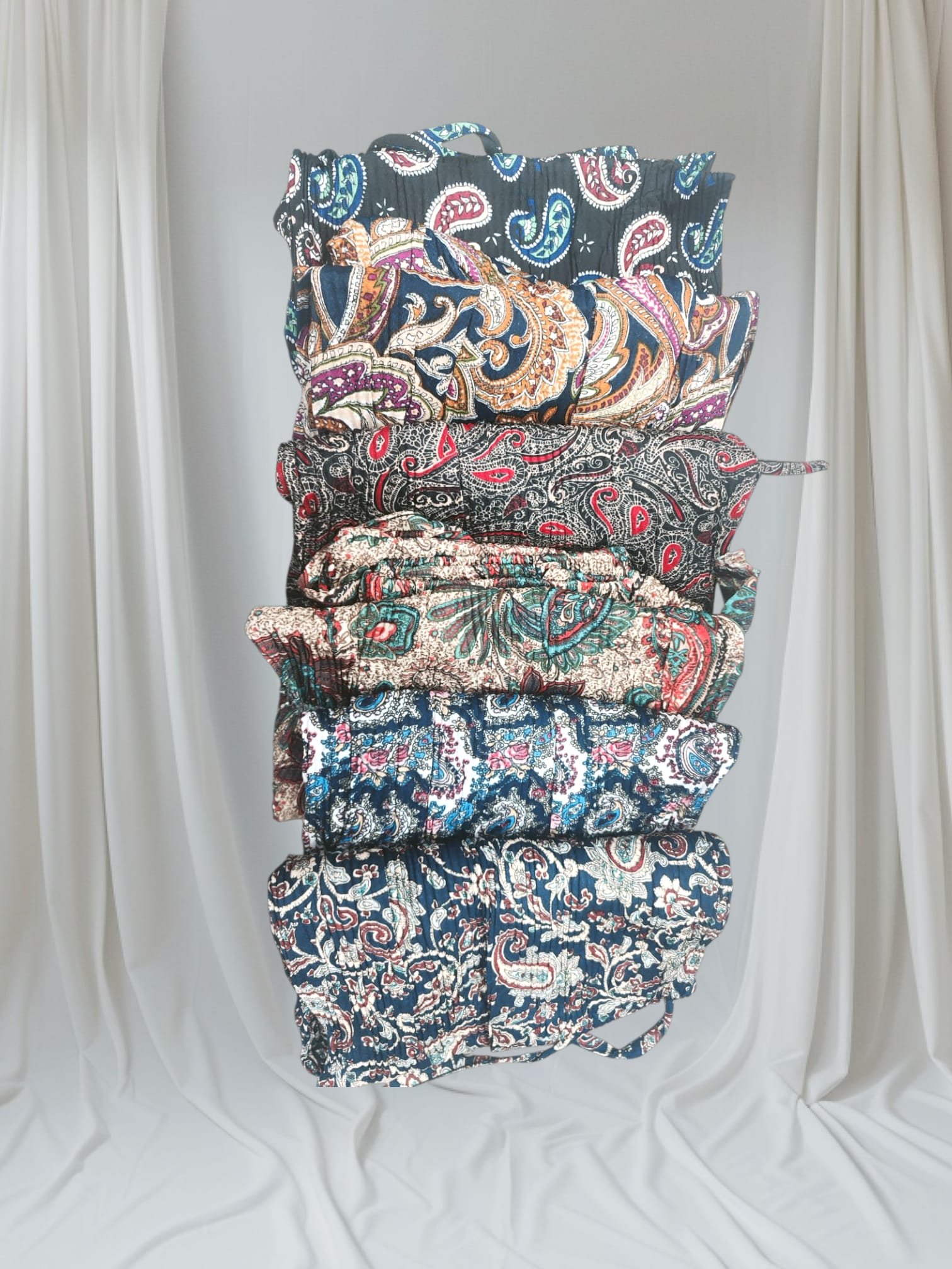 12 Pcs. Women's All Over Vintage Print Casual Straight Leg Pants ( AD) Freesize