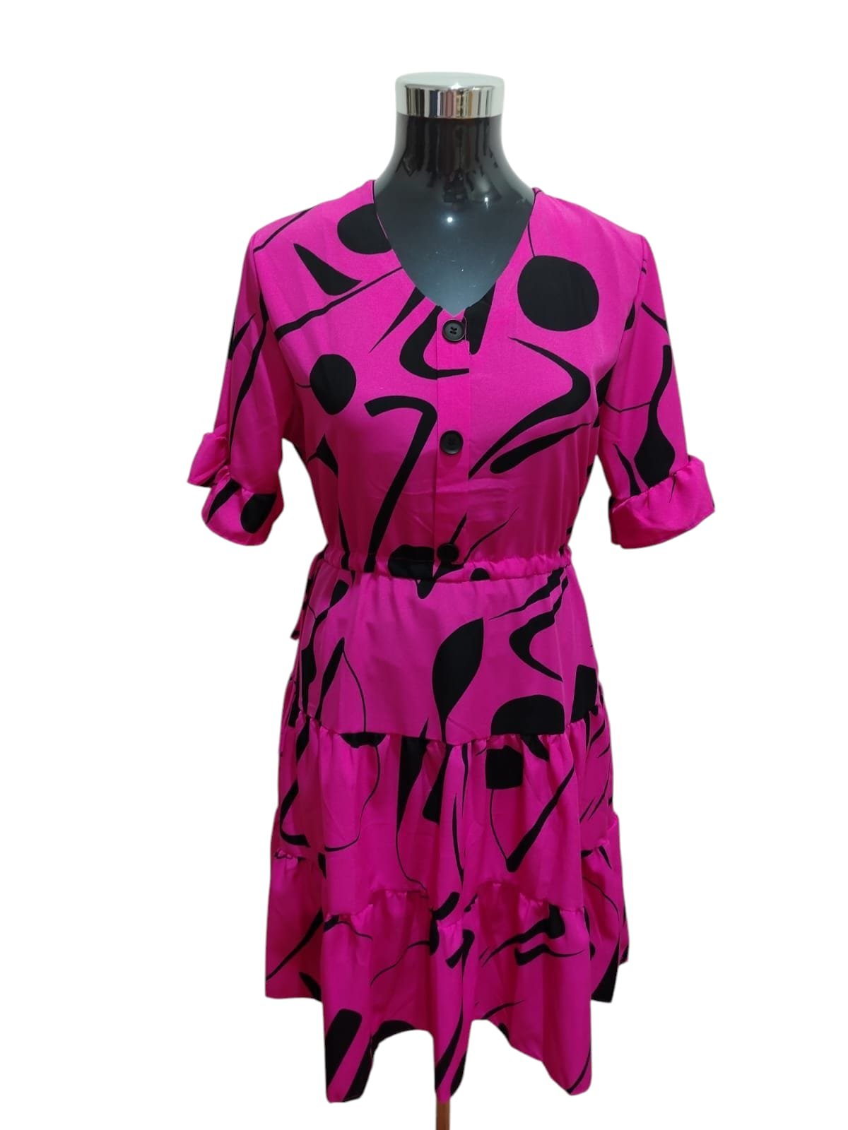 LADIES SHORT SLEEVE MINI DRESS ( A M )