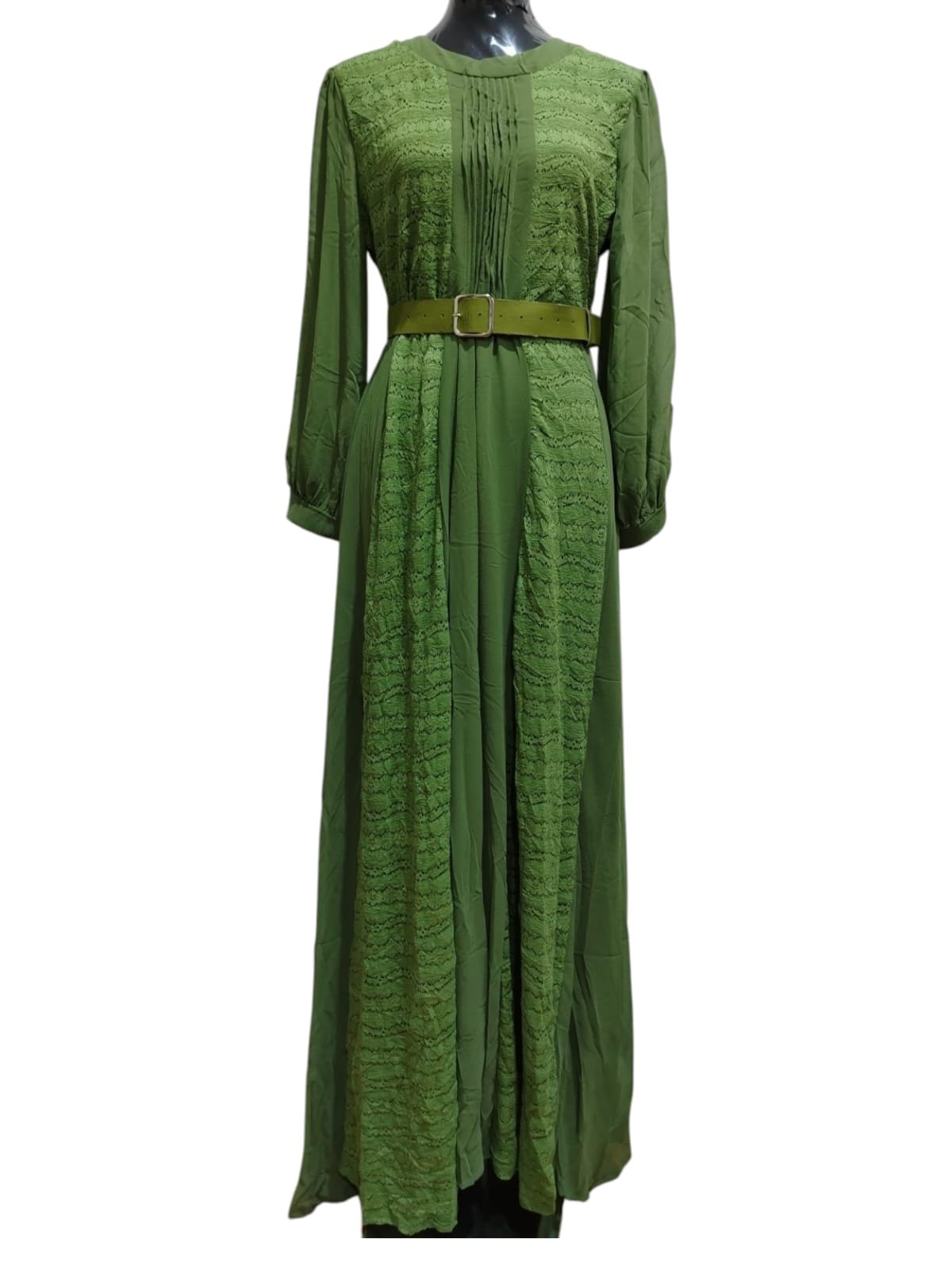 WOMEN'S PLAIN COLOR LONG DRESS WITH BELT