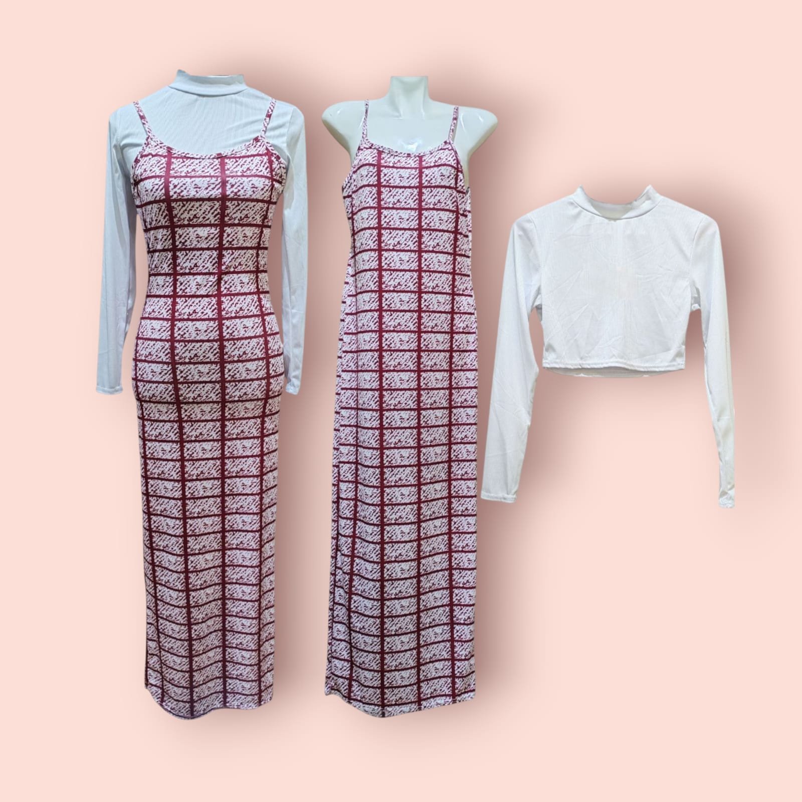 Women's 2 Piece Set Dress with Longsleeve Inner ( AM )