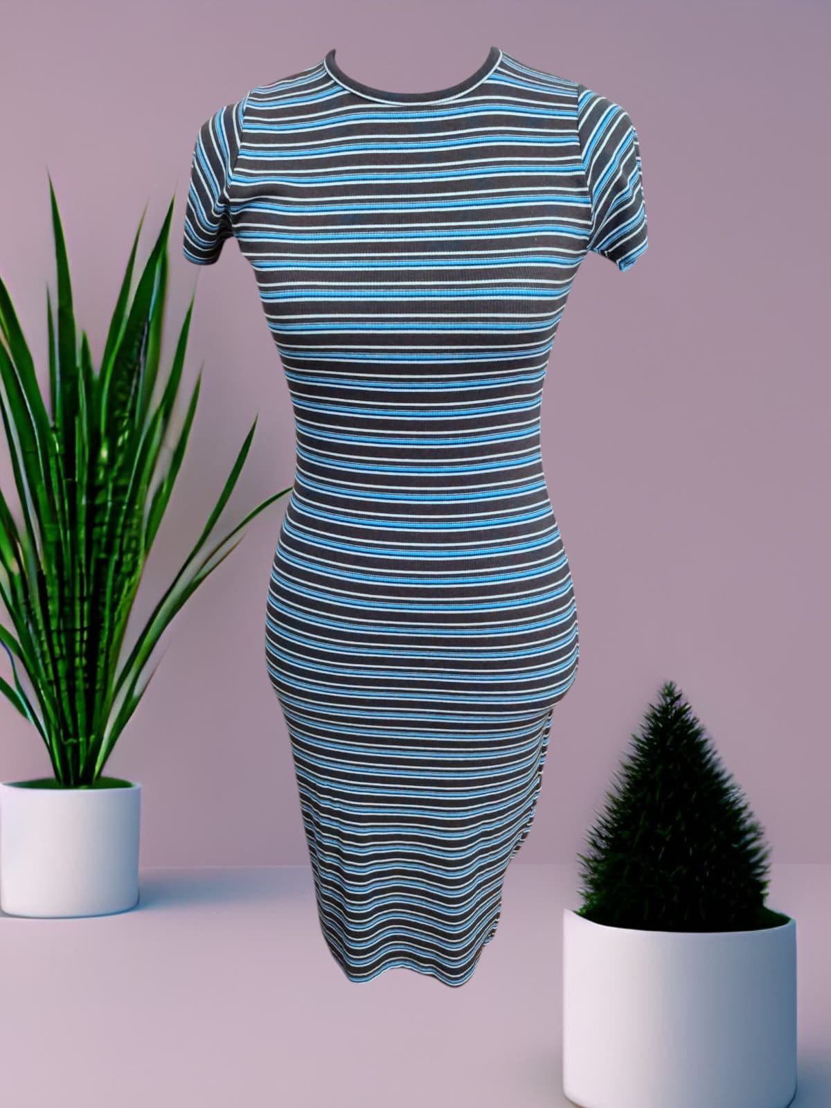 Women's Stripe Bodycon Dress ( DD )