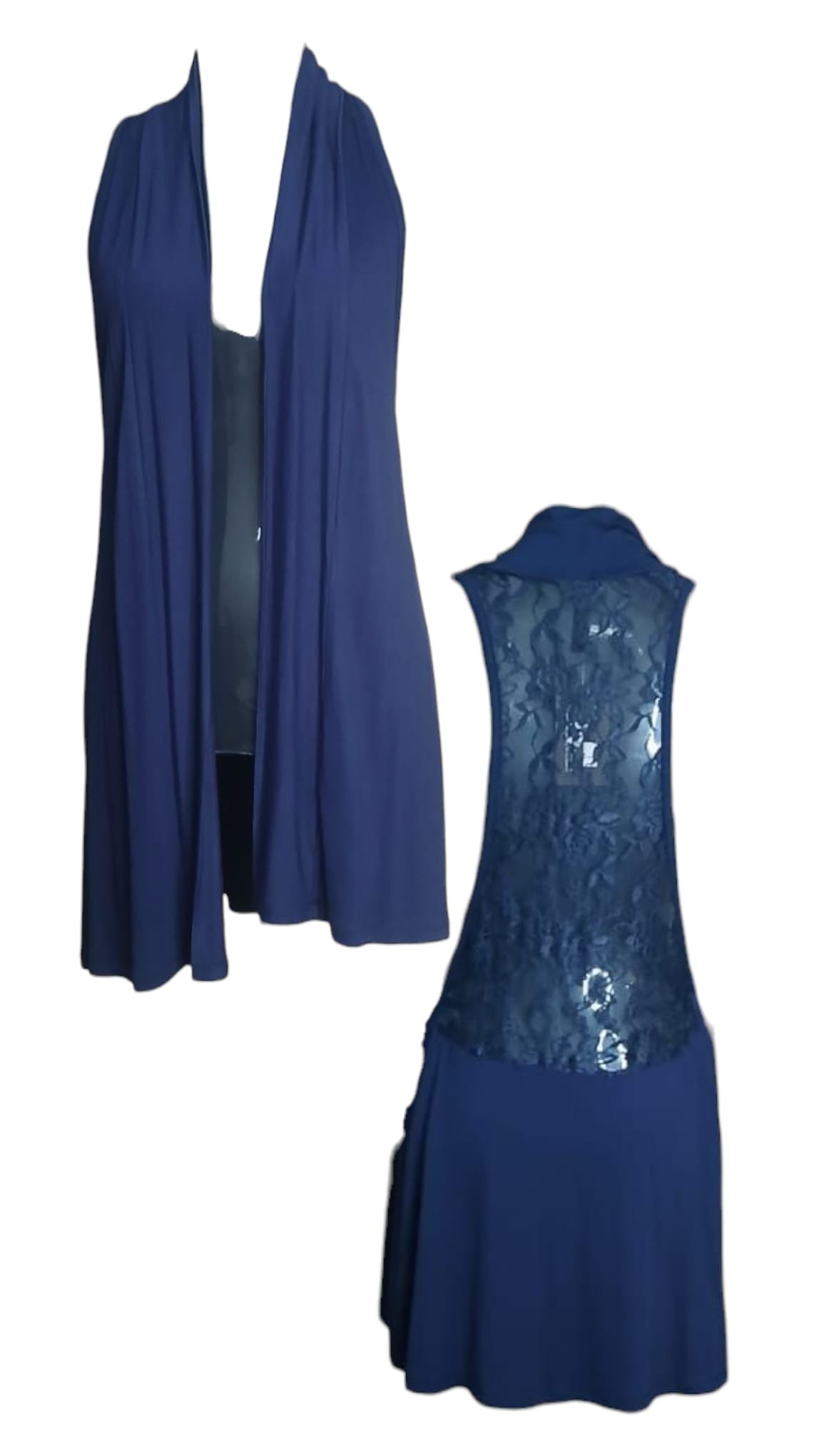 Women's Sleeveless Lace Back Design Cardigan ( AD )