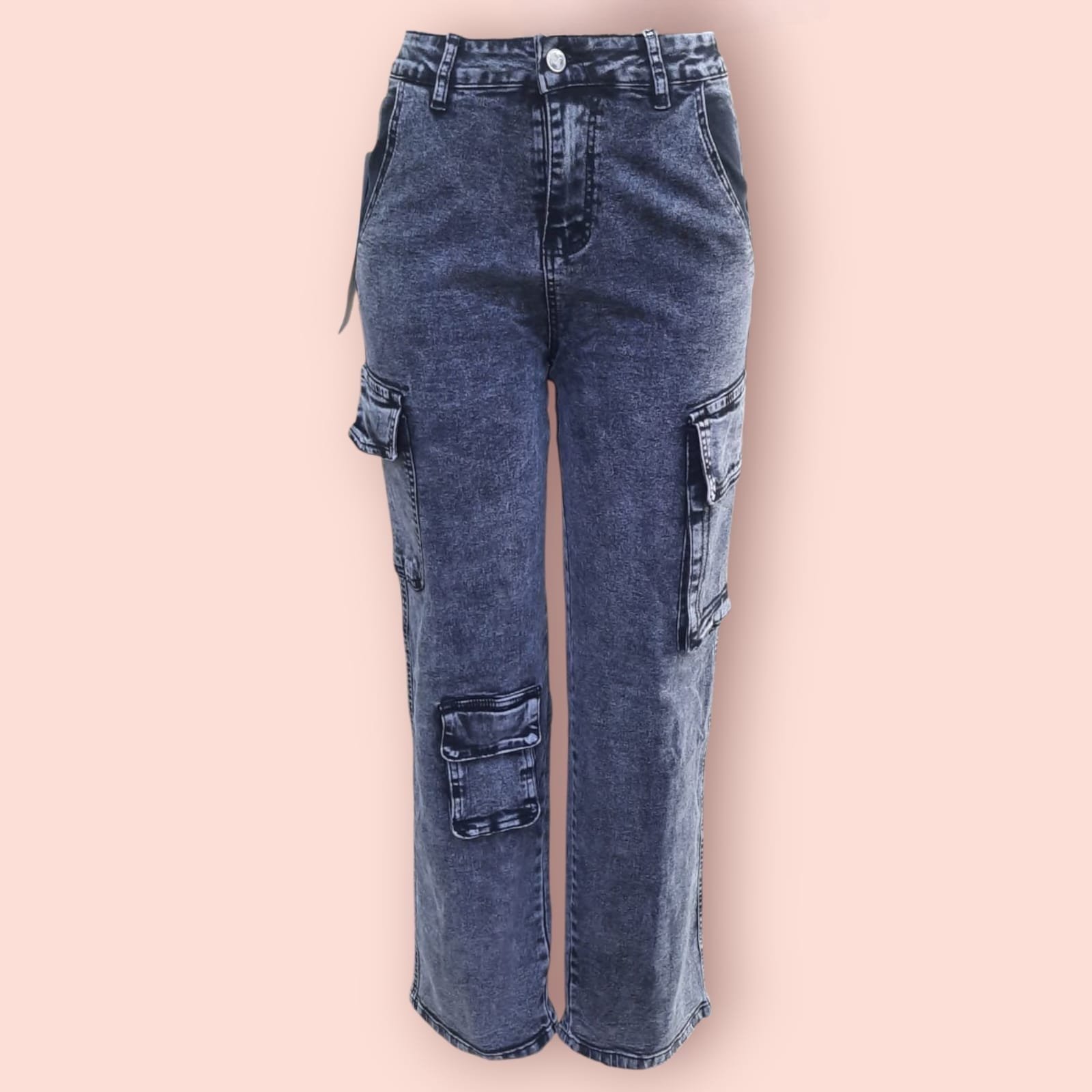 Women's Casual Cargo Wide Leg Jeans ( J )