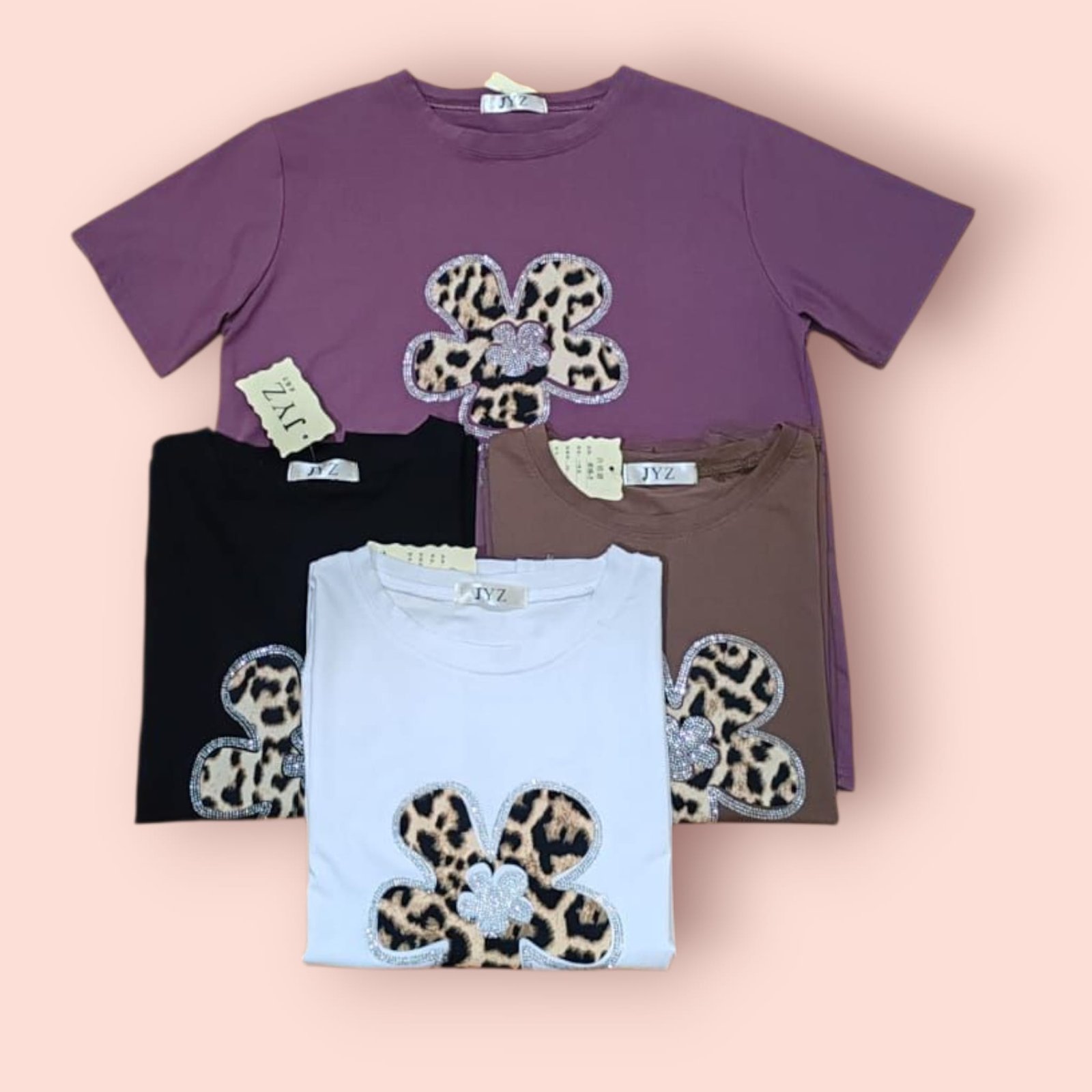 Women's Fashion Flower Design Short Sleeve T-Shirt ( AM )