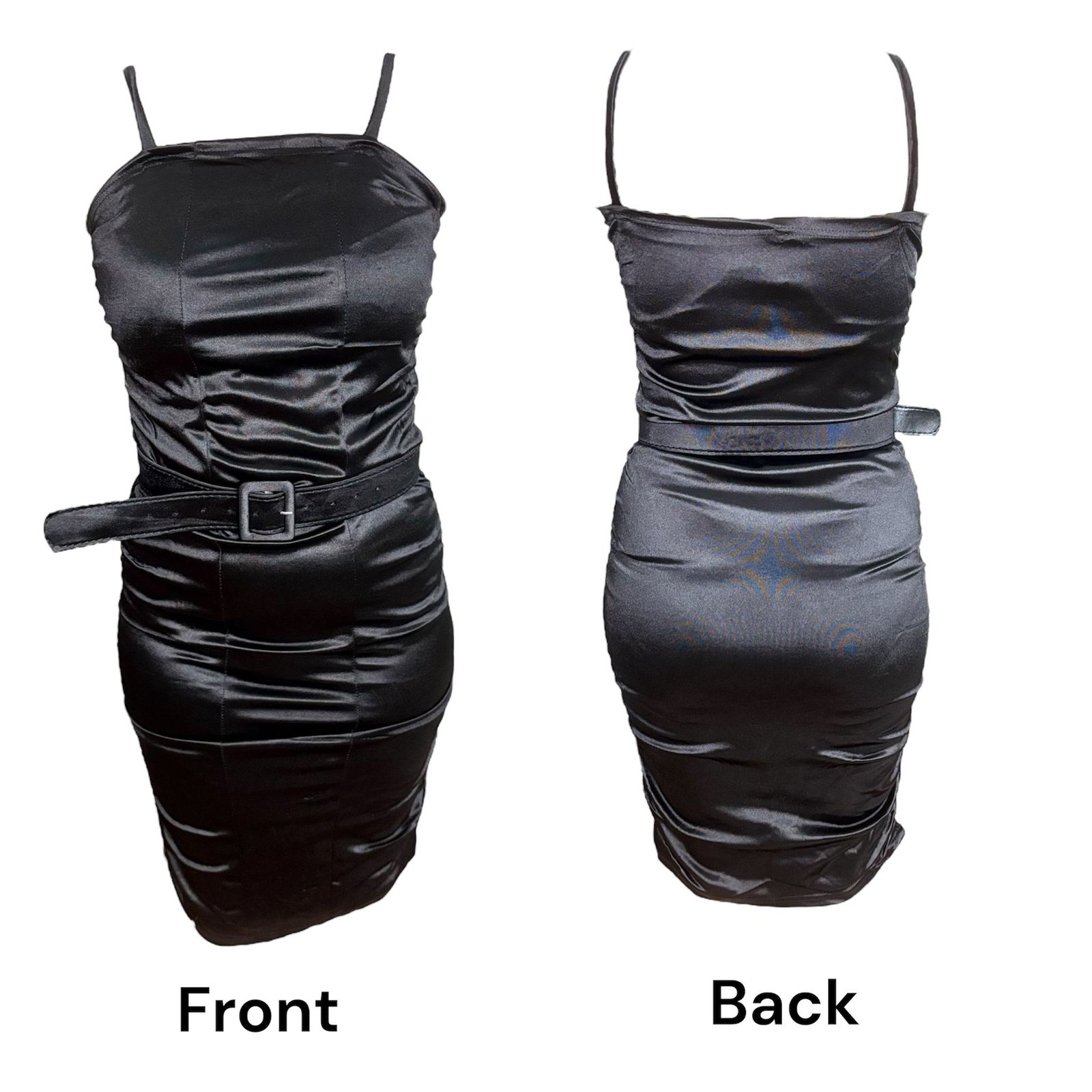 Shiny Color Women's Bodycon Dress With Belt ( AM )