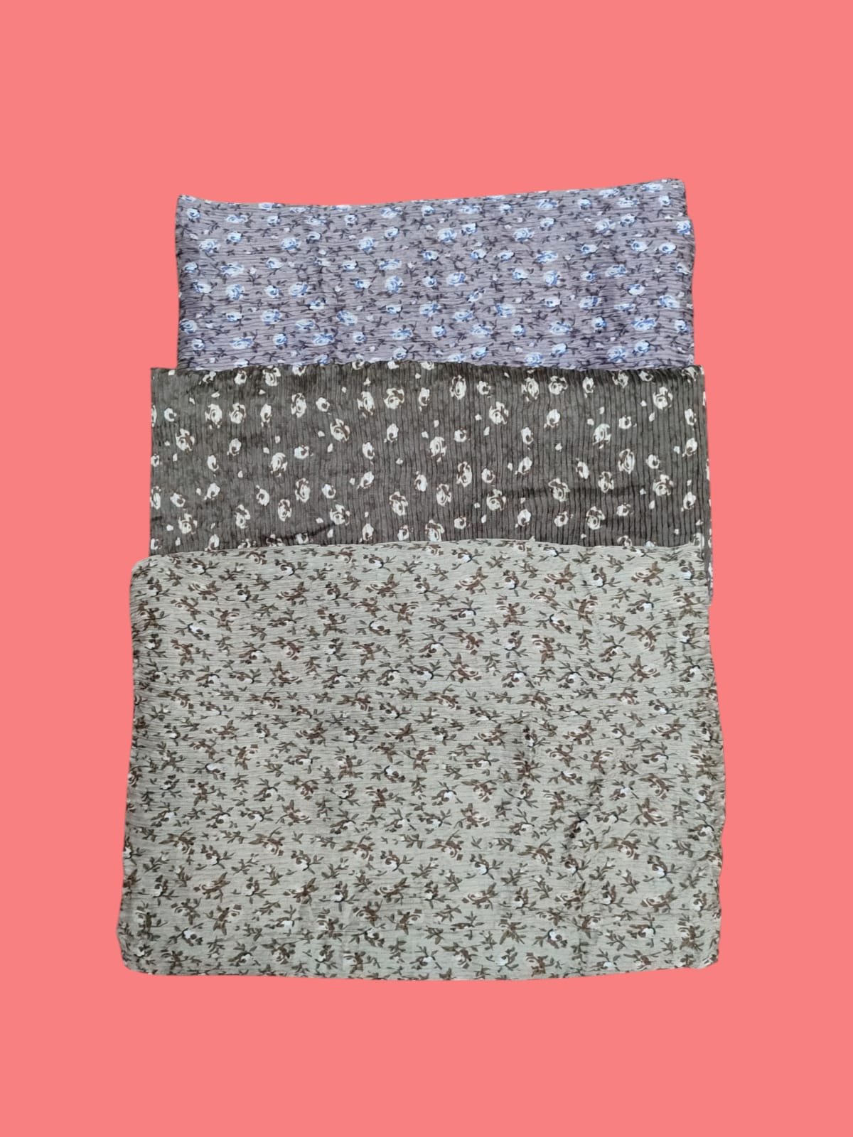 3 pcs. Small Flower Print Lightweight Scarf ( NC)