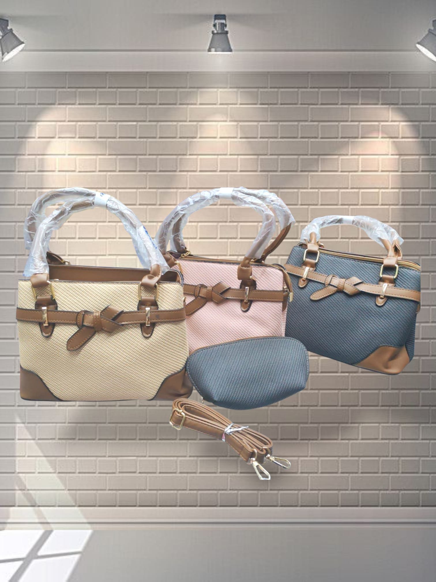 12 Pcs. Women's Soft Leather Handbag/Body Bag With Small Pouch ( NC)