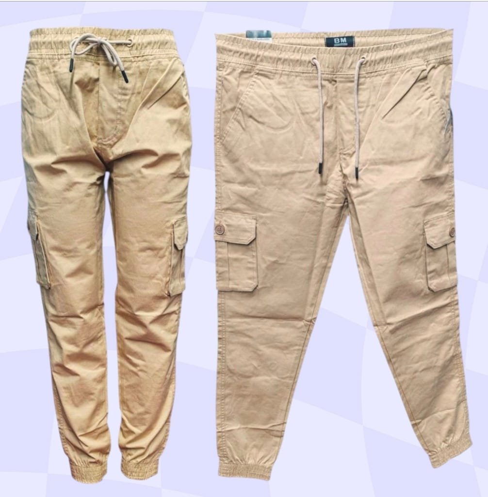 12 pcs. Beige Color Men's Simple Front Drawstring Pocket Cargo Pants for Men size 30-38 ( NC )