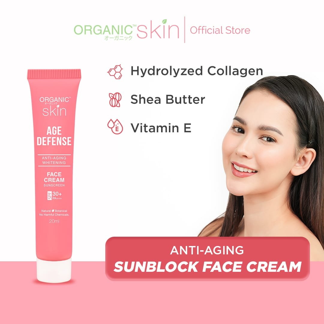 Organic Skin Age Defense Anti  Aging Sunblock Face Cream 20 ml. ( M & H )