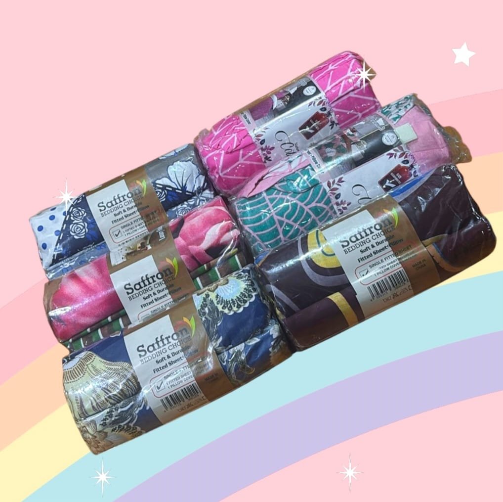 12 Pcs. Single Size Fitted Sheet  Assorted Design( NC )  1 Fitted Sheet:90x190+20cm 1 Pillow Cover:50x70+5cm