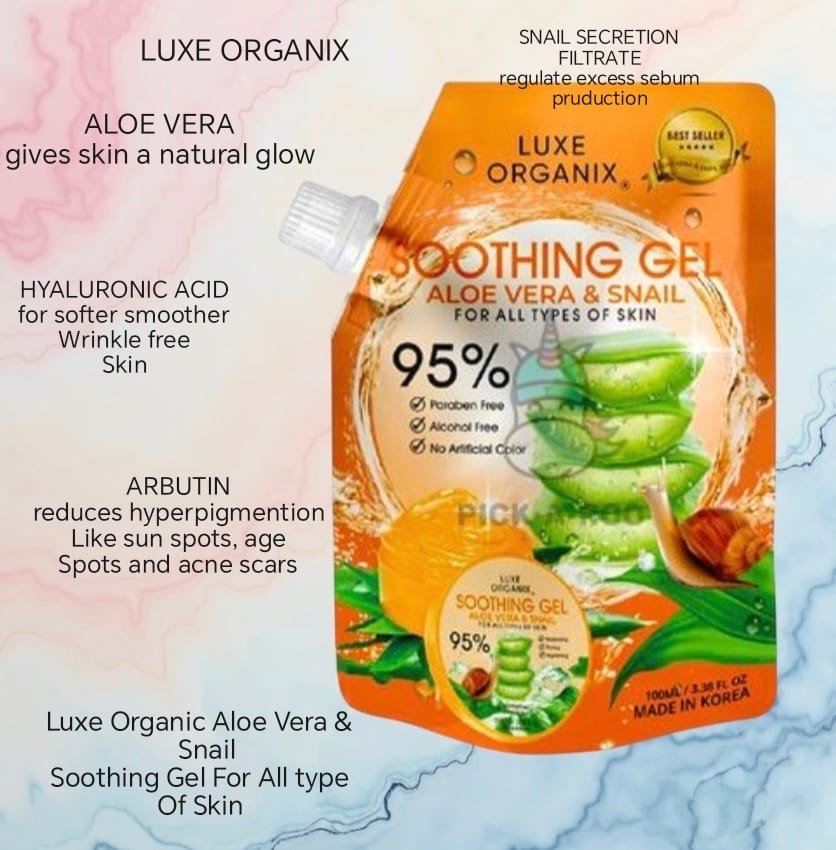 Luxe Organix Soothing Gel Aloe Vera & Snail For All Types Of Skin 100 ml. ( M & H)