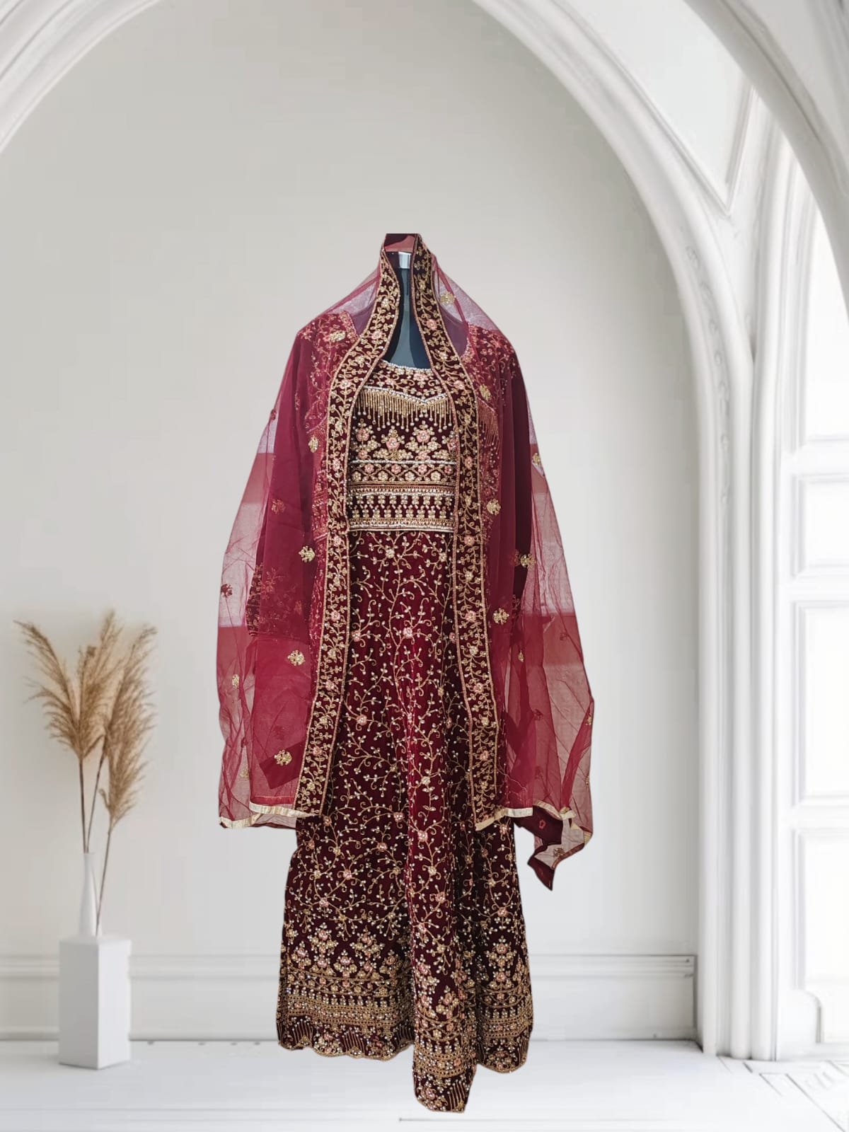 Maroon Gharara Dress