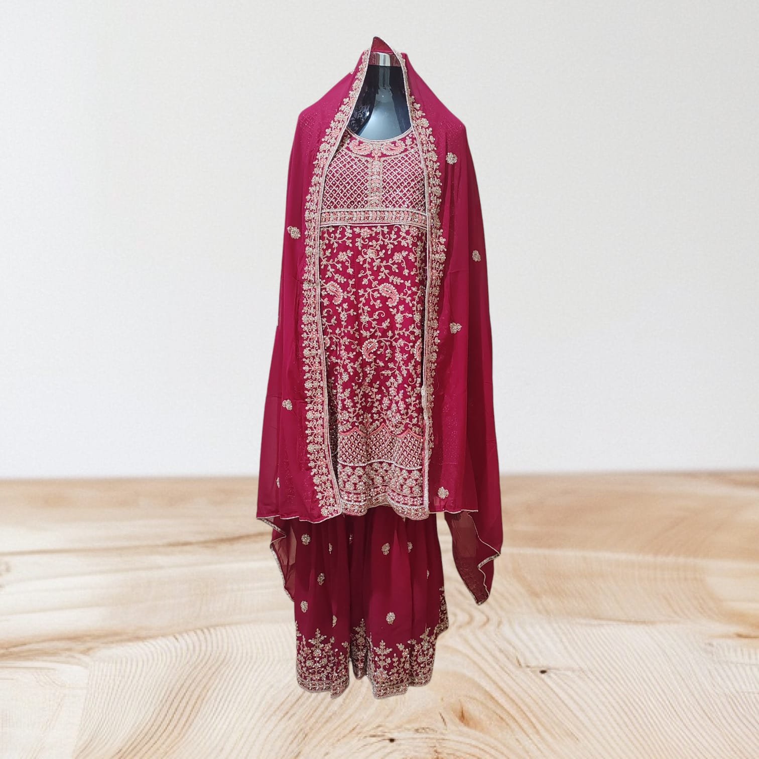 Red Sharara  Elegant Embroidered Suit